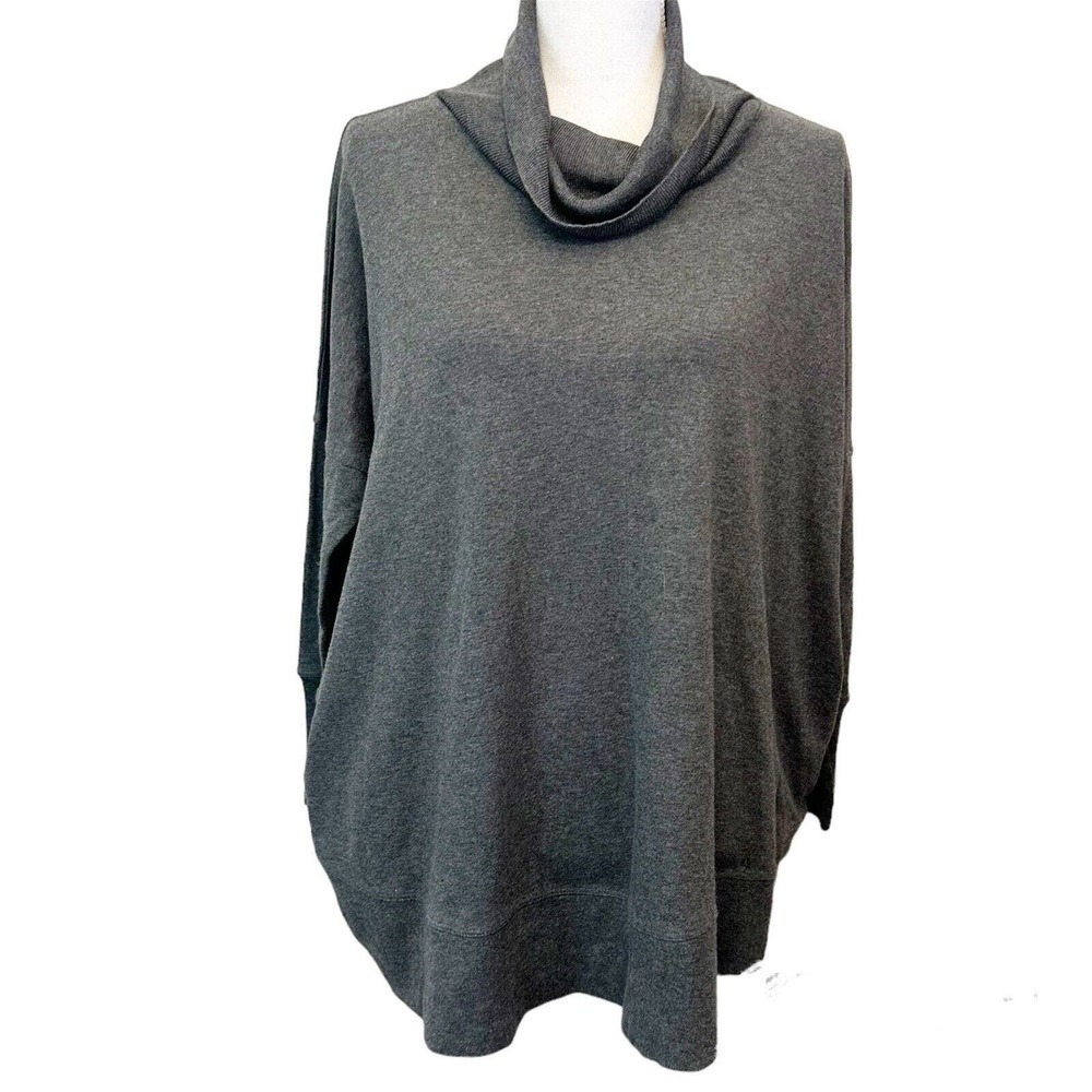 PLANET by Lauren G Womens Mock Neck Cowl‎ Sweater Gray Dolman Sleeve One Size